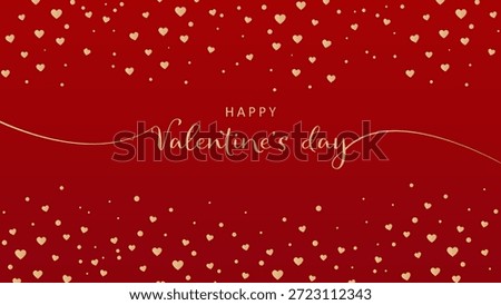 Gold hearts frame red background. With message of Happy Valentine's Day. For banner, greeting card and flyer etc.