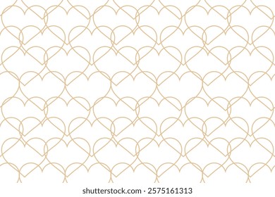 Gold hearts line abstract pattern. Vector illustration.