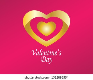 Gold Heart's Logo Vector in Elegant Style with Background
