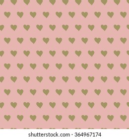 Gold hearts on rose background. Seamless pattern in vector. Good for web, textile, prints