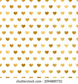 Gold Hearts on White Background Pattern Design 