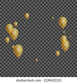 Vector transparente de fondo de helio dorado. Diseño de luz de globo. Jubileo de oro Toy. Plantilla De Decoración Del Aire.