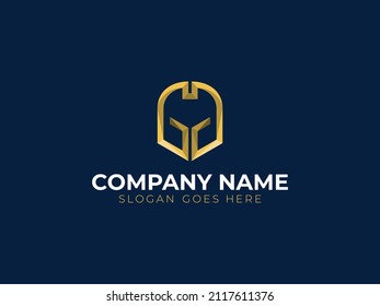 gold helmet spartan vector logo