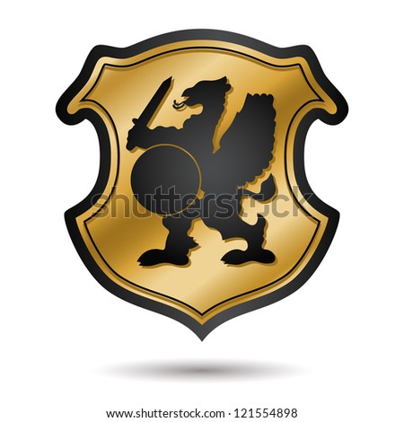 Gold heraldic coat of arms