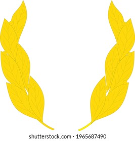 Gold heraldic laurel wreath on a white background. Vector image.