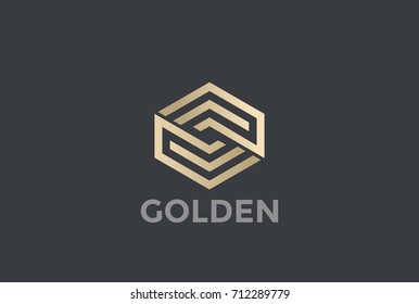 Gold Hexagon Arrows Logo looped infinity design vector template Linear style.
Golden Corporate Business Luxury Logotype concept icon.