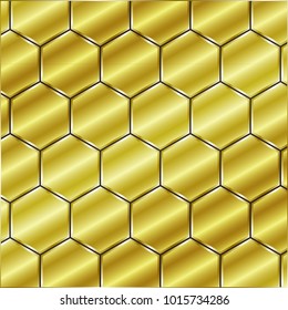 Gold hexagon on background