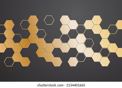 Gold hexagon pattern on black background