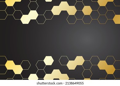 Gold Hexagon Pattern On Black Background