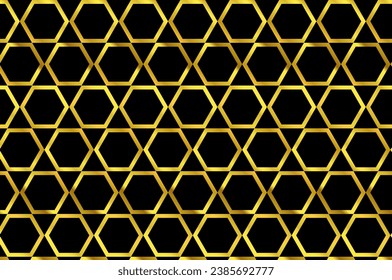Gold hexagon pattern on black background