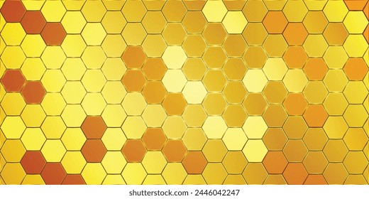 Fondo hexagonal dorado con luz dorada