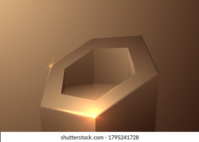 Gold hexagonal podium with glow effect