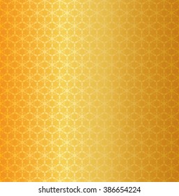 Gold hexagonal snowflake seamless pattern for background