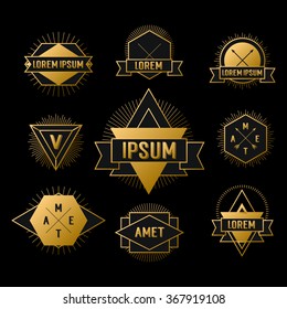 Gold Hipster Geometric Logo On Black Stock Vector (Royalty Free ...