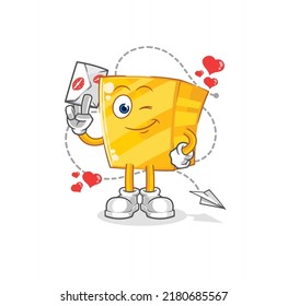 the gold hold love letter illustration. character vector