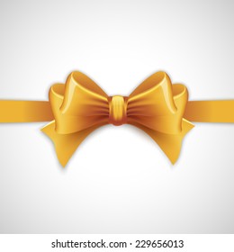 Gold holiday ribbon with bow Vector illustration