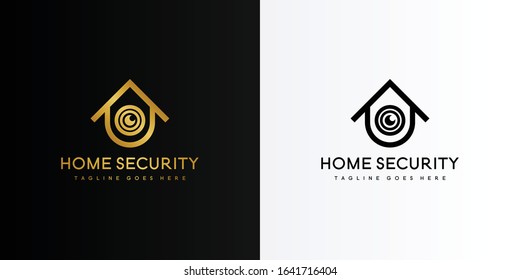 Gold home cctv security logo. Modern logo icon template vector design