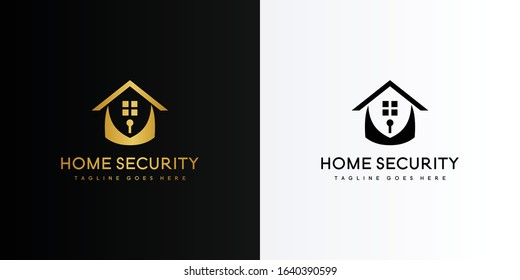 Gold Home Hole Key Security Logo. Modern Logo Icon Template Vector Design