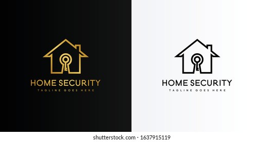 Gold home key security logo. Modern logo icon template vector design