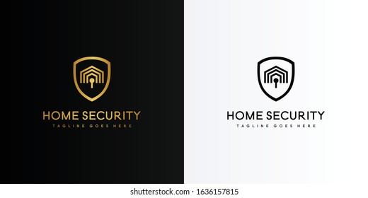 Gold home security logo. Modern logo icon template vector design