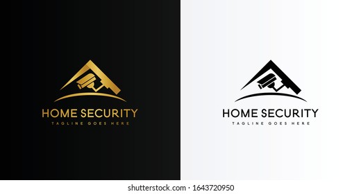 Gold home security logo. Modern logo icon template vector design