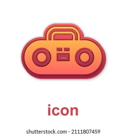Gold Home stereo with two speakers icon isolated on white background. Music system.  Vector
