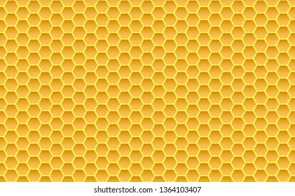Gold honey hexagonal cells seamless texture. Mosaic or speaker fabric shape pattern. Golden honeyed comb grid texture and geometric hive hexagonal honeycombs. Vector illustration