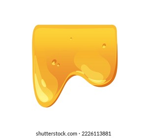 Agua dorada con miel. El jarabe de arce ámbar se derrite. fluye líquido pesado y espeso dorado. Caramelo de azúcar amarillo fundido goteando. Ilustración vectorial gráfica plana aislada en fondo blanco