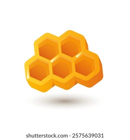 Gold honeycomb in flat design. Honey bee wax hexagons, grid in beehive. Vector illustration isolated.