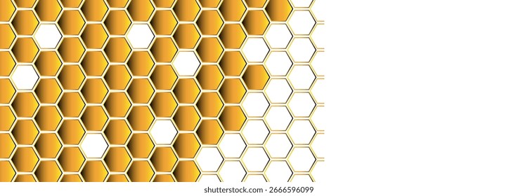 Gold honeycomb pattern against white background.