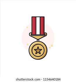 gold honor award medal logo vector icon template in flat design style