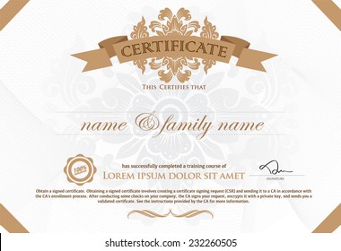 Gold horizontal certificate template with additional design elements
Premium VIP Certificate : Vector illustration of gold detailed certificate.