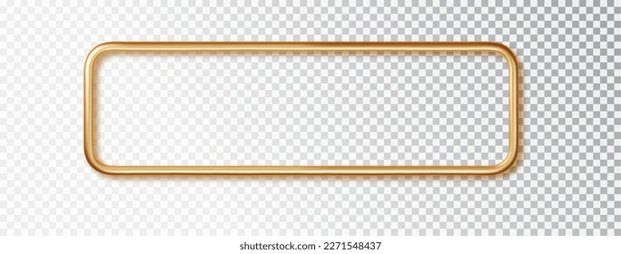 Gold horizontal frame template. Frame of gold metal with a shadow and a place for inscription.