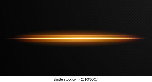 Gold horizontal lens flares pack. Laser beams, horizontal light rays. Beautiful light flares. Glowing streaks on light background. Luminous abstract sparkling lined background. 