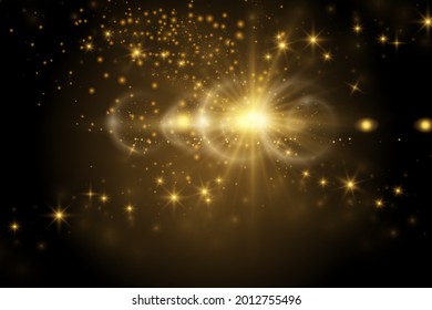 Gold horizontal lens flares pack. Laser beams, horizontal light rays. Vector illustration EPS10