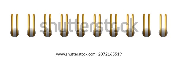 Gold horizontal spiral for\
notebooks and calendars. Gold spiral bindings for sheets of paper.\
Vector illustration isolated on realistic style on white\
background.