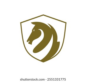 Gold horse head silhouette logo illustration