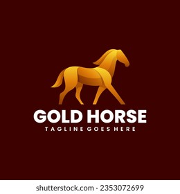 gold horse illustration colorful logo design