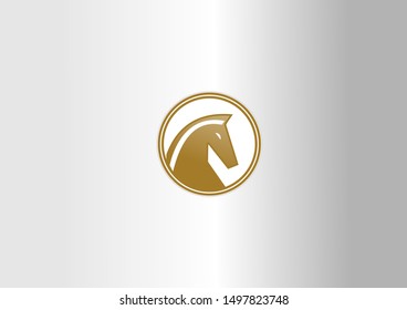 Gold horse logo on white background