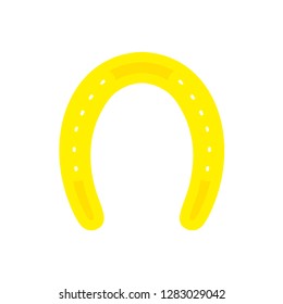 Gold horse shoe element object decoration flat metal equipment vector icon. Luck shape fortune success silhouette