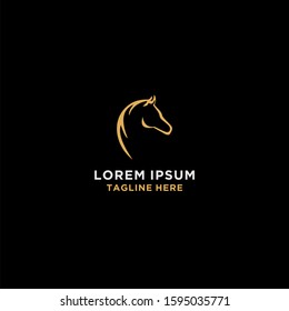 Gold horse silhouette design vector logo template.