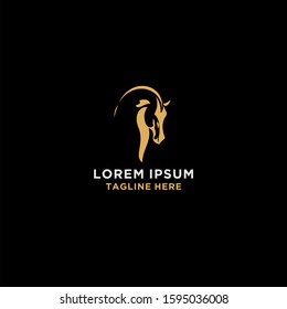 Gold horse silhouette design vector logo template.