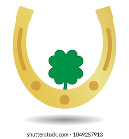gold horseshoe with clover