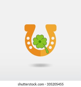 Gold Horseshoe, Coins and Clover Leaf 