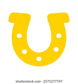 Gold horseshoe. Flat vector design. Illustration on white background. 