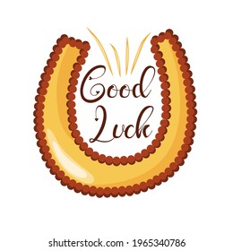 Gold horseshoe for good luck. Good luck symbol. Isolated item vector on white background.