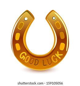 Gold Horseshoe. Good Luck. Vector