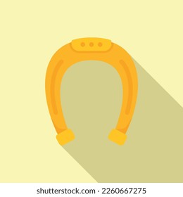 Gold horseshoe icon flat vector. Chinese fortune. Asia money