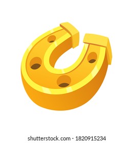 Gold horseshoe icon for game design.