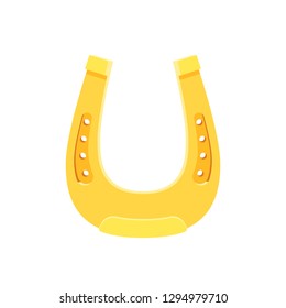 Gold horseshoe isolated on white background. A symbol of good luck. Vector illustration